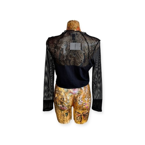 Forever 21 black top large new long sleeve sheer sleeves - Picture 4 of 9